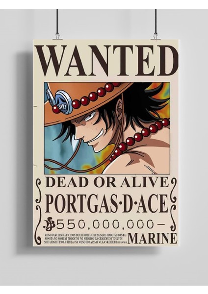 Poster City One Piece Portgas D. Ace Bounty Wanted Posteri - Çerçevesiz Parlak Fotoğraf Kağıdı