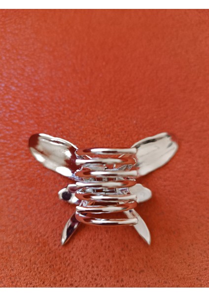Metal Kelebek Model Gri Renk 8 cm Mandal Toka