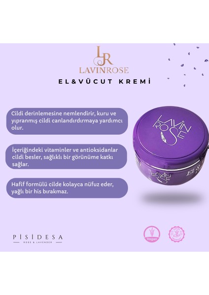 El ve Vücut Kremi (Lavanta Özlü) – E Vitamini ve Aloe Vera İle Derinlemesine Nemlendirici, Hafif Yapılı, Ferahlatıcı Koku Krem modelleri