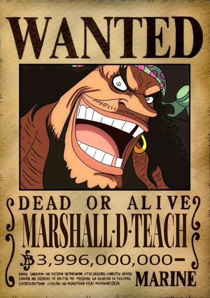 One Piece Marshall D. Teach Wanted Posteri - Çerçevesiz Parlak Fotoğraf Kağıdı