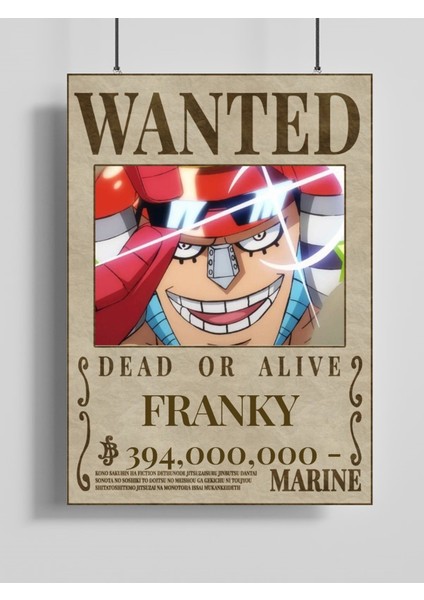 One Piece Franky Wanted Posteri - Çerçevesiz Parlak Fotoğraf Kağıdı