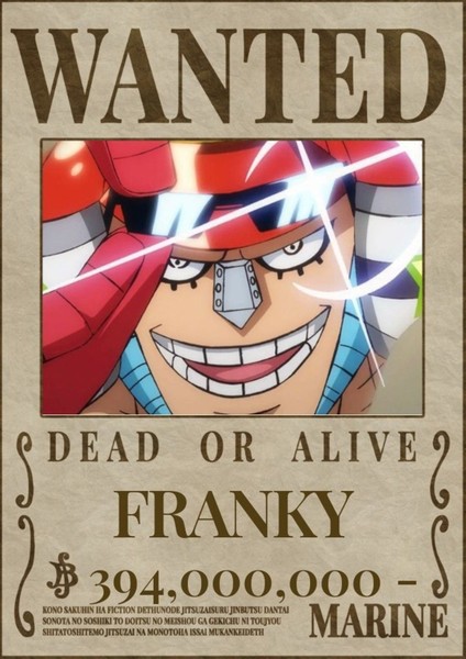 One Piece Franky Wanted Posteri - Çerçevesiz Parlak Fotoğraf Kağıdı