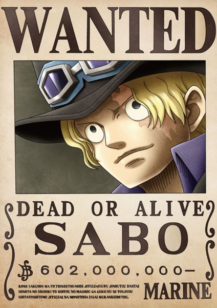 One Piece Sabo Wanted Posteri - Çerçevesiz Parlak Fotoğraf Kağıdı