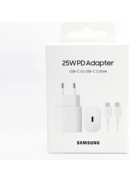 Galaxy A15 -A25 -A35 - A55 5g Type-C Fast Şarj Adaptörü 25W Beyaz - Siyah