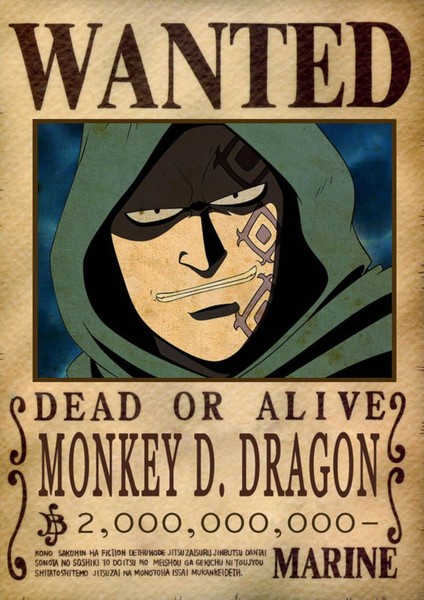 One Piece Monkey D. Dragon Wanted Posteri - Çerçevesiz Parlak Fotoğraf Kağıdı