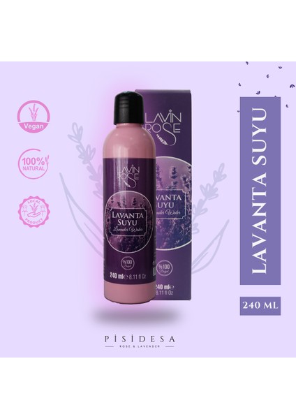 Yağı Alınmamış Doğal Lavanta Suyu %100 Isparta Lavantası – Arındırıcı, Sakinleştirici, Ferahlatıcı Etki, Cilt Canlandırıcı
