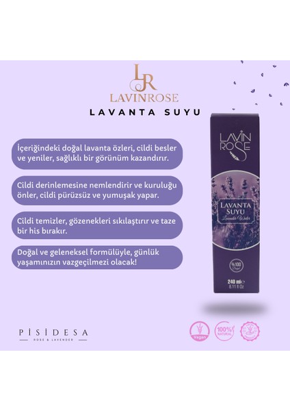 Yağı Alınmamış Doğal Lavanta Suyu %100 Isparta Lavantası – Arındırıcı, Sakinleştirici, Ferahlatıcı Etki, Cilt Canlandırıcı modelleri