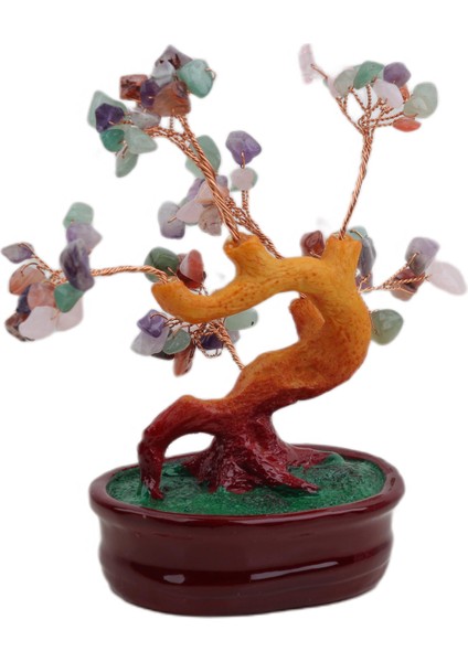 Feng Shui Doğal Kuvars Taşlı Bonsai Şans Bereket Çakra Meditasyon Ağacı Biblo Ev Ofis Hediyesi Mdl 1