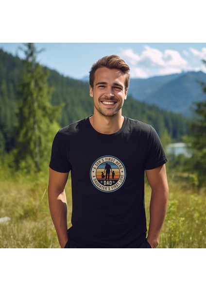 'a Sons First Hero A Daughters First Love' Nakışlı Pamuklu Erkek Tshirt