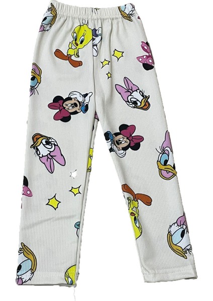 Tweety Baskılı Krem Kız Çocuk Yazlık Tayt