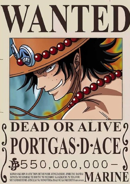 Poster City One Piece Portgas D. Ace Bounty Wanted Posteri - Çerçevesiz Parlak Fotoğraf Kağıdı