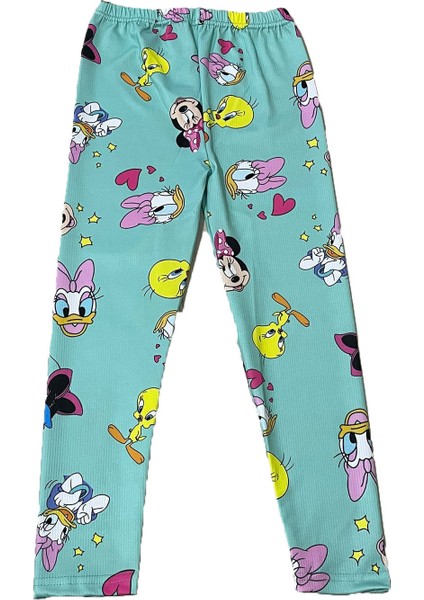 Tweety Baskılı Yeşil Kız Çocuk Yazlık Tayt