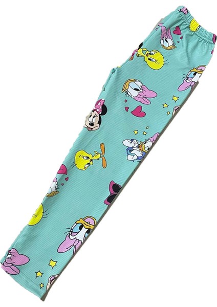 Tweety Baskılı Yeşil Kız Çocuk Yazlık Tayt