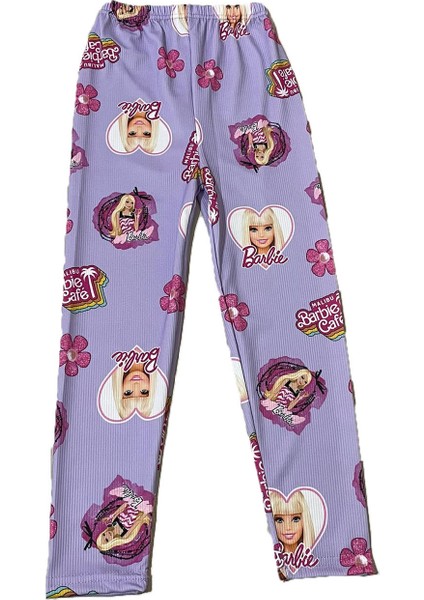 Barbie Baskılı Kız Çocuk Yazlık Tayt