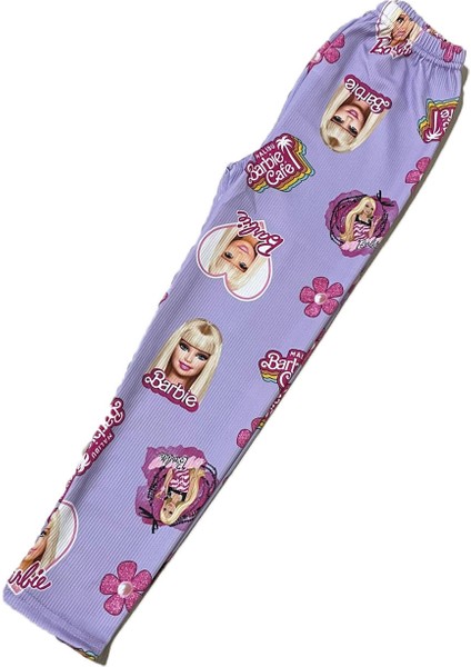 Barbie Baskılı Kız Çocuk Yazlık Tayt