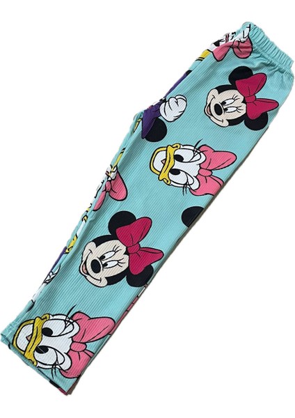 Minnie Baskılı Yeşil Kız Çocuk Yazlık Tayt