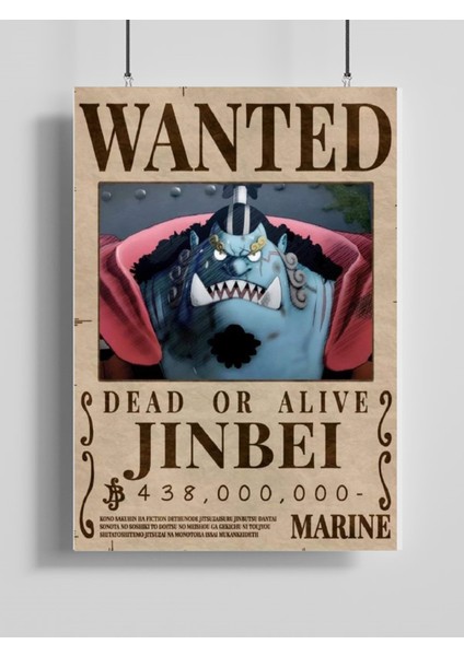 One Piece Jinbei Bounty Wanted Posteri - Çerçevesiz Parlak Fotoğraf Kağıdı