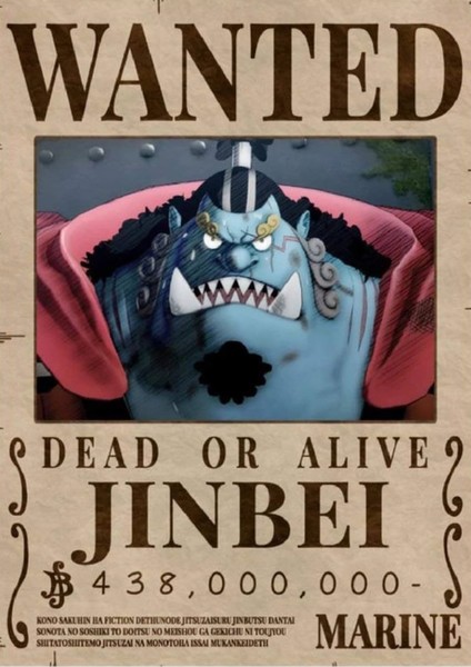 One Piece Jinbei Bounty Wanted Posteri - Çerçevesiz Parlak Fotoğraf Kağıdı