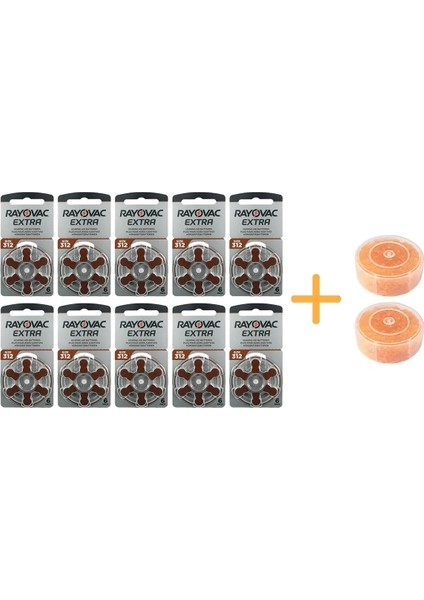 Extra 312 Numara Işitme Cihazı PILI(6X10 60 Adet)+Nem Tableti Hediyeli