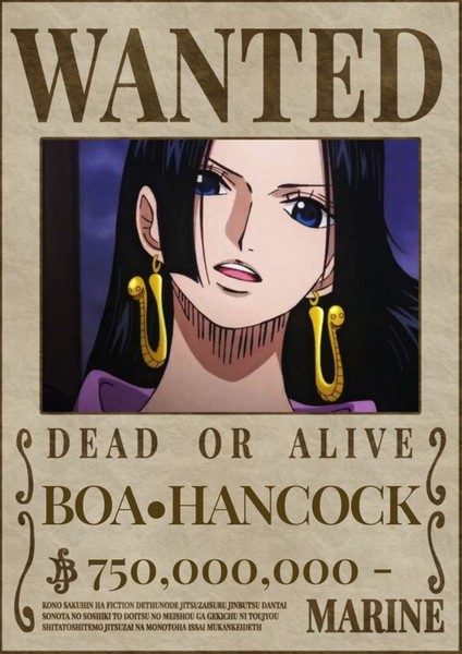 One Piece Boa Hancock Wanted Posteri - Çerçevesiz Parlak Fotoğraf Kağıdı