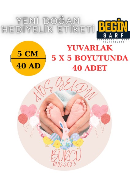 Begin Sarf 3 cm 4 cm 5cm 6 cm Yeni Doğan Bebek Hediyelik Etiketi Isim Tarih Yazılabilir Yuvarlak Etiket 002