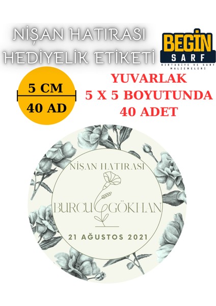 3 cm 4 cm 5 cm 6 cm Nişan Hatırası Etiketi Kendinden Yapışkanlı Kişiye Özel Yuvarlak Etiket modelleri
