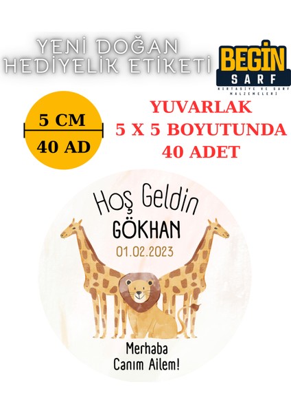 Begin Sarf 3 cm 4 cm 5cm 6 cm Yeni Doğan Bebek Hediyelik Etiketi Isim Tarih Yazılabilir Yuvarlak Etiket 001