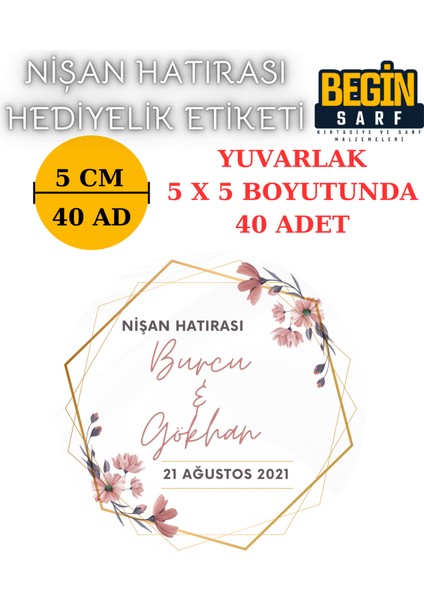 3 cm 4 cm 5 cm 6 cm Nişan Hatırası Etiketi Kendinden Yapışkanlı Kişiye Özel Yuvarlak Etiket modelleri