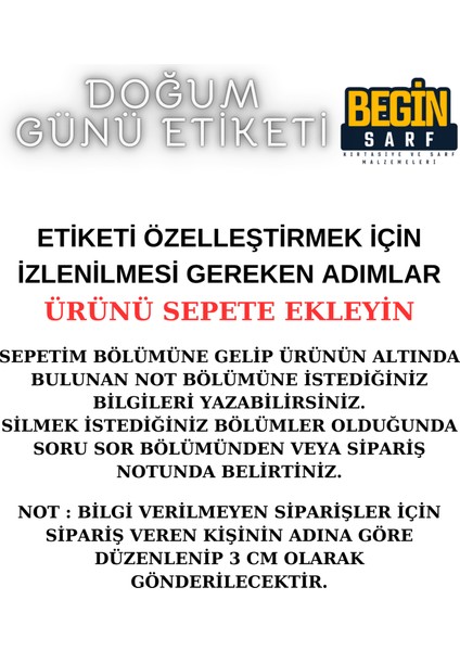 Begin Sarf 3 cm 4 cm 5 cm 6 cm Doğum Günü Hatırası Etiketi Kendinden Yapışkanlı Yuvarlak Etiket