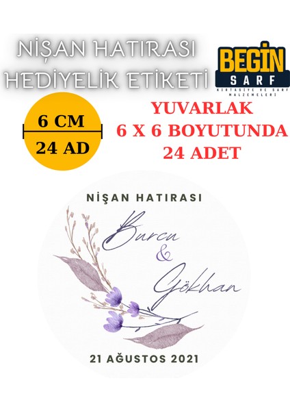 3 cm 4 cm 5 cm 6 cm Nişan Hatırası Etiketi Kendinden Yapışkanlı Kişiye Özel Yuvarlak Etiket