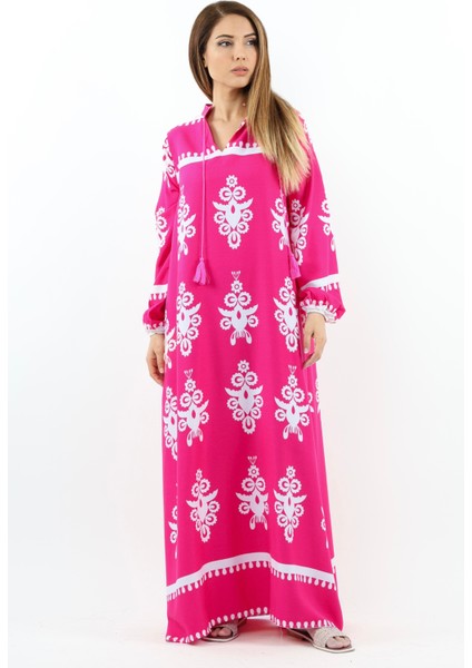 Prive Long 145 cm Maksi Boy %95 Pamuk Pembe Yazlık Uzun Elbise
