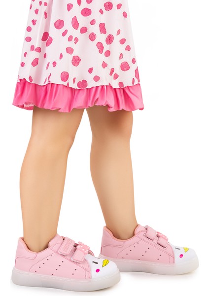 Bart Cırtlı Işıklı Kız Çocuk Spor Ayakkabı Pembe