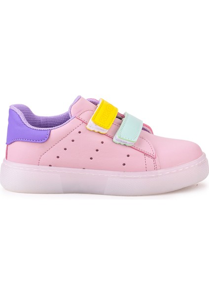 Royzo Cırtlı Işıklı Kız Çocuk Spor Ayakkabı Pudra - Mor modelleri