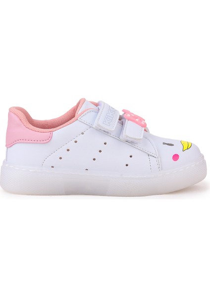 Bart Cırtlı Işıklı Kız Çocuk Spor Ayakkabı Beyaz modelleri