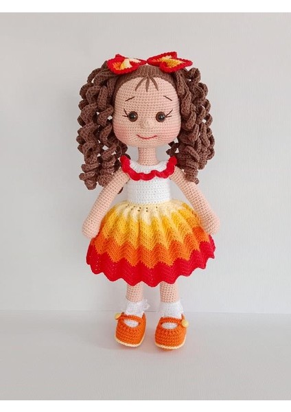Ateş Kıvırcık Saçlı Karnaval Bebek Amigurumi Organik Oyuncak