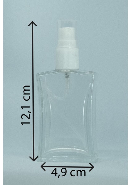 Parfüm Şişesi 50 ml (10 Adet) Şeffaf Kapaklı Içbükey Boş Şişe
