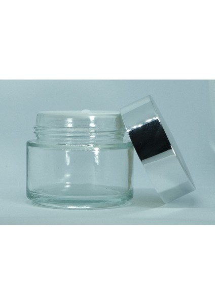 Boş Krem Kavanozu 100 ml (2 Adet ) Şeffaf Gri Kapaklı Boş Şişe