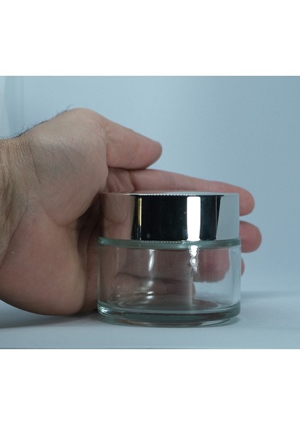 Boş Krem Kavanozu 100 ml (5 Adet ) Şeffaf Gri Kapaklı Boş Şişe