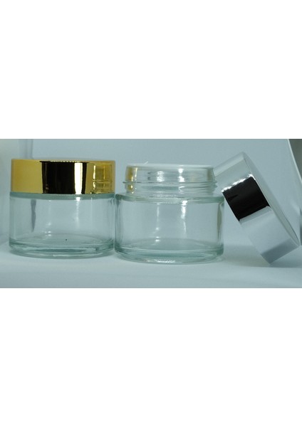Boş Krem Kavanozu 100 ml (5 Adet ) Şeffaf Gri Kapaklı Boş Şişe