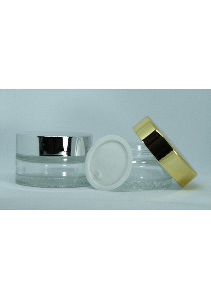 Krem Kutusu 30 ml (2 Adet) Boş Şeffaf Sarı Kapaklı Kavanoz