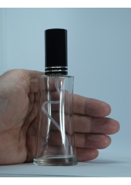 Parfüm Şişesi 50 ml (2 Adet) Eyfel Siyah Kapak Plastik Valf Boş Şişe