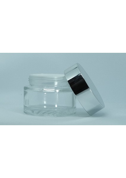 Krem Kutusu 50 ml (20 Adet) Şeffaf Gri Kapaklı Kavanoz