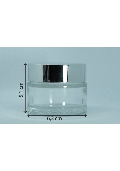 Krem Kutusu 50 ml (20 Adet) Şeffaf Gri Kapaklı Kavanoz