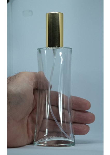 Parfüm Şişesi 100 ml (2 Adet) Siyah Eyfel Sarı Kapak Plastik Valf Boş Şişe