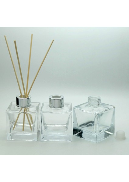Boş Parfüm Şişesi 110 ml (10 Adet) Kare Bambu Boş Şişe