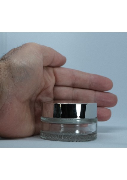 Boş Krem Kavanozu 30 ml (10 Adet) Boş Şeffaf Gri Kapaklı Kutu
