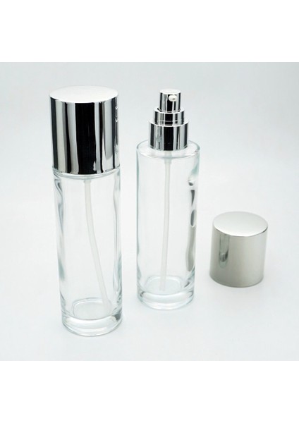 Losyon ve Krem Şişesi 100 ml (10 Adet) Şeffaf Gri Kapak Boş Cam Şişe