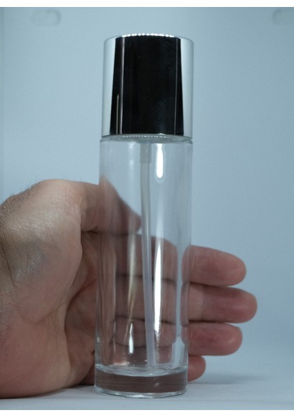 Losyon ve Krem Şişesi 100 ml (10 Adet) Şeffaf Gri Kapak Boş Cam Şişe