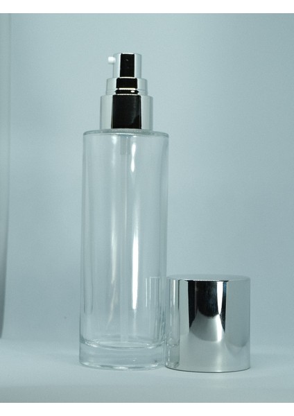 Losyon ve Krem Şişesi 100 ml (10 Adet) Şeffaf Gri Kapak Boş Cam Şişe