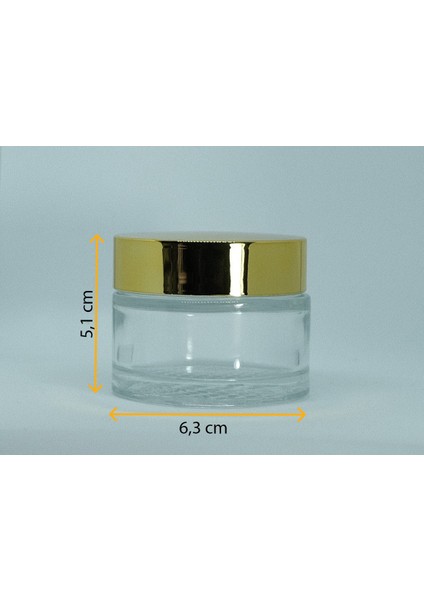 Krem Kutusu 50 ml (20 Adet) Şeffaf Sarı Kapaklı Kavanoz